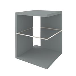 CSD Mesa de Apoio Domus, 40 x 40 x 55 cm, Aglomerado de 5 mm, Prateleira de Vidro, Cinzento