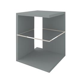 CSD Mesa de Apoio Domus, 40 x 40 x 55 cm, Aglomerado de 5 mm, Prateleira de Vidro, Cinzento