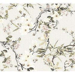 Papel de parede PÁSSAROS FLORAL BEGE