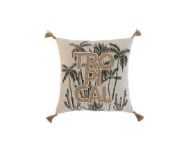 Almofada Home ESPRIT Bege Natural Tropical Boho 45 x 5 x 45 cm