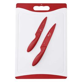 Colourworks 2 Knife Set Cutting Board Vermelho