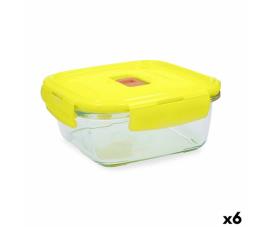 Lancheira Hermética Luminarc Pure Box Holy Amarelo Vidro Quadrado 1,22 L (6 Unidades)