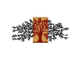 Decoração em Metal e Madeira Árvore 5 In Metal Madeira Preto Marrom 100X1,8X50 Cm EPIKASA