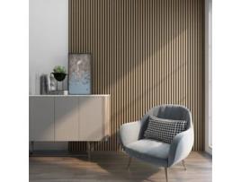 8x Conjunto de painéis de parede de Vanga acústico em MDF e feltro 120 x 60 x 2 cm (5,76 m²) Limpa nogueira NEU.HOLZ