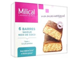 6 Barras Emagrecedoras Hiperproteicas Sabor: Coco MILICAL