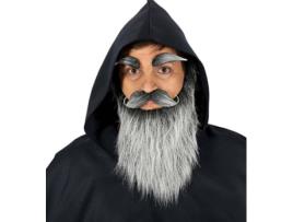 Adereços  Barba E Bigode Halloween Cinzento