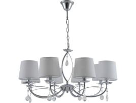Candeeiro Suspenso FABRILAMP Monterrey (Prateado - E14 - 8 x 40 W - Cristal)