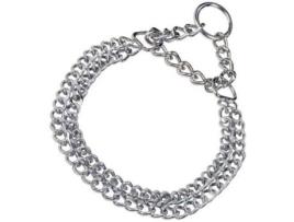 Coleira para Cães  Duplo Aço Cromado Prateado