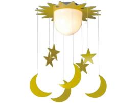 Plafon WONDERLAMP Estrelas e Luas (Amarelo - E27 - 60 W - Plástico)