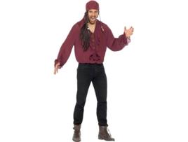 Fato de Homem  Camisa Pirata Grená Com Cordões (Tam: L)