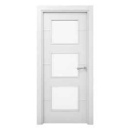 Porta maciça Carys envidraçada lacada branco 75 cm esquerda com moldura