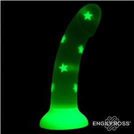 Dildo que Brilla en la Oscuridad Confetti Star Silicona Líquida 17 cm
