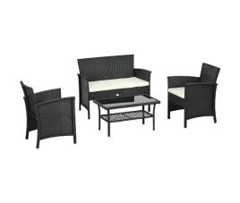 Conjunto de exterior aço, vime pe, poliéster outsunny