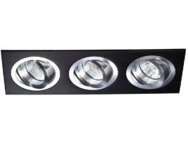 Candeeiro de Teto Embutida  Helium (Preto - GU10 - 50 W - Alumínio - 260x92x25 cm)