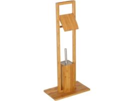Porta-Rolos LOLAHOME Com Piaçaba LOLAHOME Nórdico Castanho De Bambú (21x36x82 cm)
