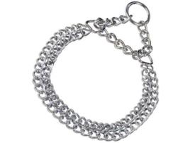 Coleira para Cães  Duplo Aço Cromado Prateado