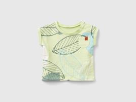 Benetton, T-shirt Com Estampa Exótica, size 6-9, Lima, Crianças