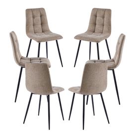 Presentes Miguel - Pack 6 Cadeiras Stuhl Tecido - Castanho Claro