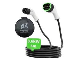 Cabo de carregamento Evplug para carros eléctricos EV (Tipo 2 - Tipo 2 | 5m, 3,6kW | 16A)