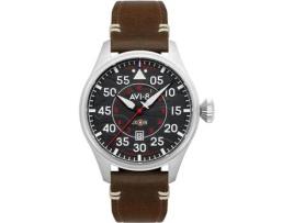 Relógio masculino marrom couro real piloto Hawker Hurricane automático Av-4097-01 AVI-8