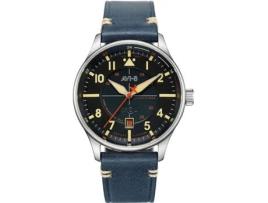 Relógio masculino azul couro real Hawker Hurricane automático Av-4094-02 AVI-8