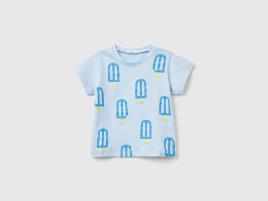 Benetton, T-shirt Com Estampa De Gelados, size 1-3, Azul-celeste, Crianças