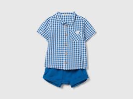 Benetton, Conjunto De Camisa E Shorts, size 3-6, Azul-marinho, Crianças