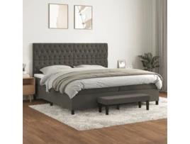 Cama com Molas/Colchão 200X200 Cm Veludo Cinzento-Escuro