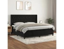 Cama com Molas/Colchão 200X200 Cm Veludo Preto