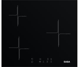 Placa de indução saba sb-biih1-2023. 3 zonas. 60cm. preto