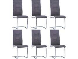 Conjunto 6 Cadeiras de Refeição  278825 Couro Artificial Cinzento