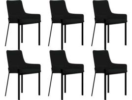 Conjunto 6 Cadeiras de Refeição VIDAXL 279567 Tecido Preto
