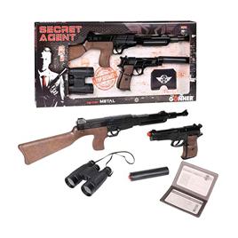 Gonher Rifle With Pistol 8 Shots And Accessories Secret Agent 63.5x30x4.5 Cm Castanho