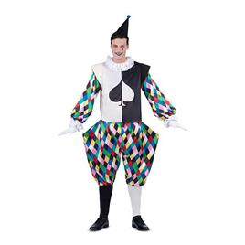 Viving Costumes Harlequin Hoodbacket Clishes Cuffs And Pants Costume Colorido M