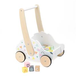 Eurekakids Wooden Walker With Blocks Beige