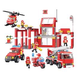 Eurekakids Fire Station Building Blocks With Rescue Vehicles 827 Pieces Vermelho