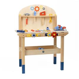 Eurekakids Wooden Workbench With 45 Accessories Beige