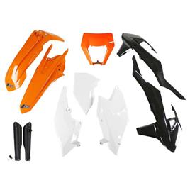 Ufo Ktm Exc/exc-f 2017-2019 With Headlight Ktkit523f-999w Fork Protectors & Plastics Kit Laranja