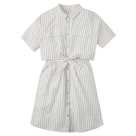 Tom Tailor 1030822 Relaxed Striped Shirt Short Sleeve Dress Beige 128 cm Menina
