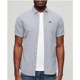 Superdry Seersucker Short Sleeve Shirt Cinzento XL Homem