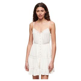 Superdry Alana Lace Trim Sleeveless Short Dress Azul L Mulher