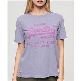 Superdry Classic Vl Heritage Relaxd Short Sleeve T-shirt Roxo XL Mulher