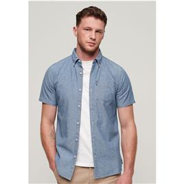 Superdry Vintage Chambray Short Sleeve Shirt Azul XL Homem