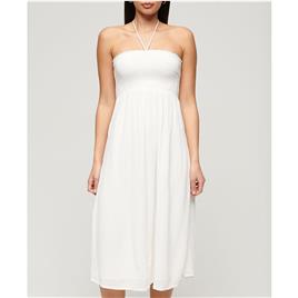 Superdry Smocked Midi Beach Long Dress Branco XL Mulher