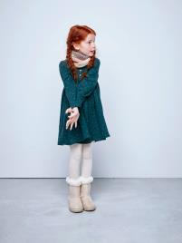 Vestido para menina verde medio estampado