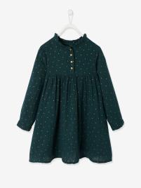 Vestido para menina verde medio estampado