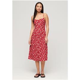 Superdry Print Button Cami Sleeveless Midi Dress Rosa L Mulher