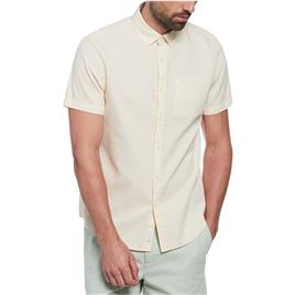 Original Penguin Cotton Textured Dobby Short Sleeve Shirt Beige M Homem