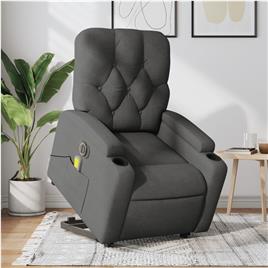 vidaXL Poltrona elétrica elevatória massagens tecido cinzento-escuro