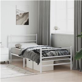 vidaXL Estrutura de cama com cabeceira e pés 107x203 cm metal branco